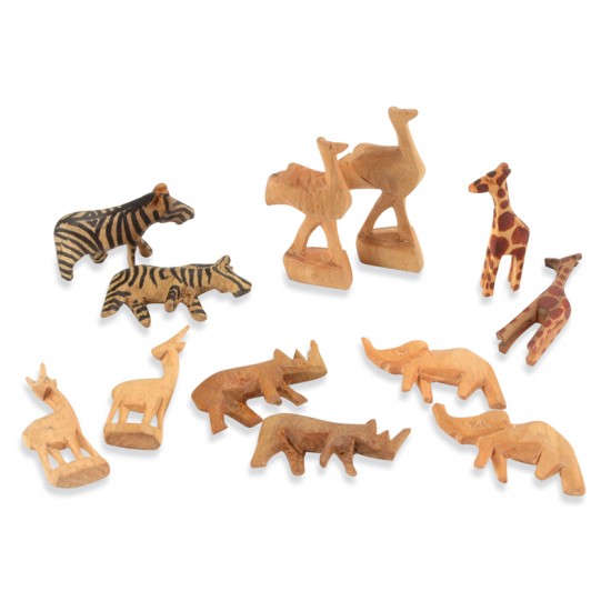 small carved wooden animals
